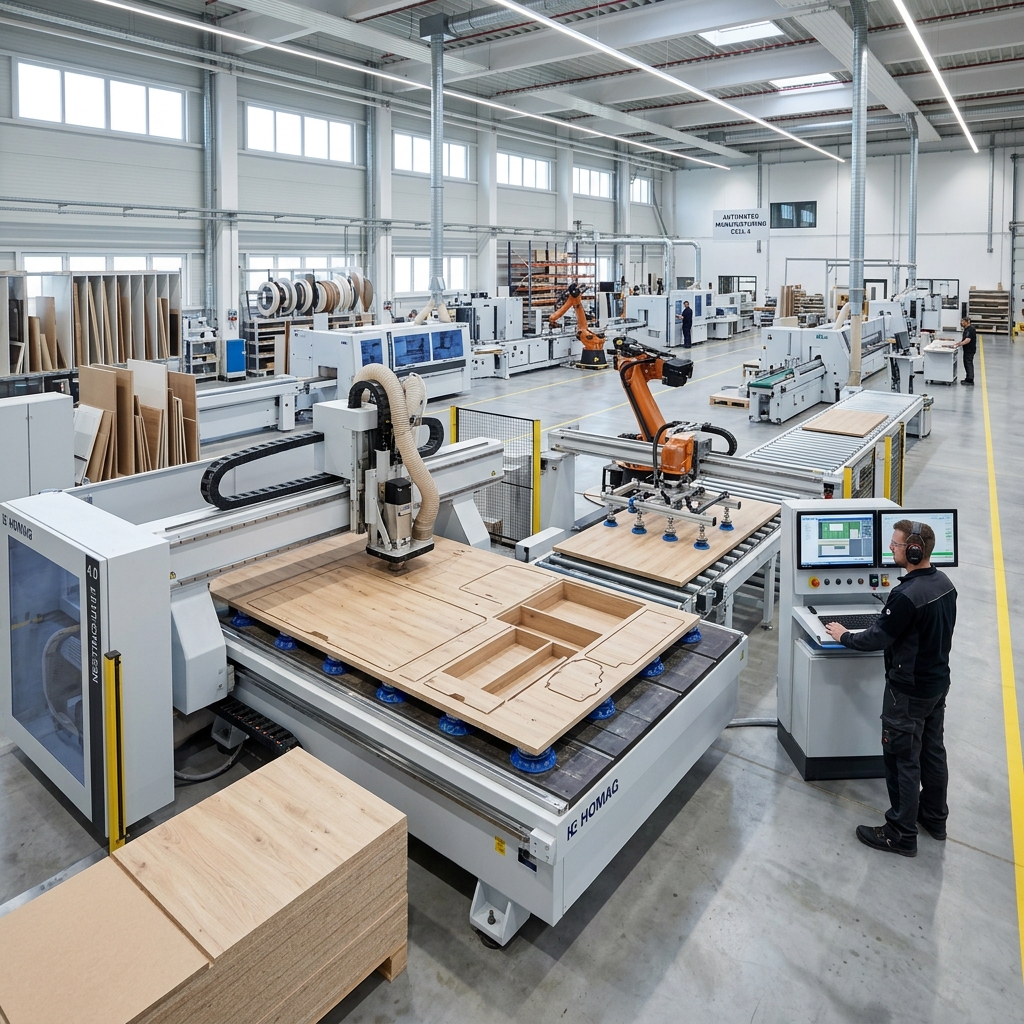 Modern CNC modular furniture manufacturing facility